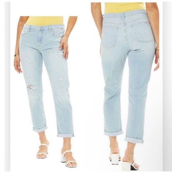 Hudson Natalie Blue Light Wash Distressed Denim Boyfriend Jeans size 27 - Picture 1 of 10